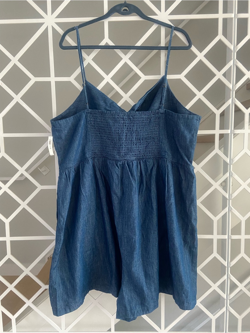 NWT XXL Tall Chambray Romper Twist Front Fit Flare Cotton NWT - Picture 3 of 10